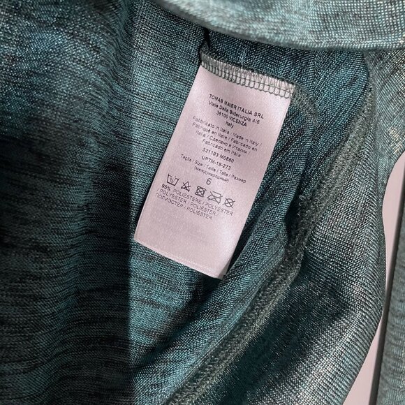 TOMAS MAIER Heathered Metallic Long Sleeve Crew Tee Size 6 Green Black Gold - Picture 6 of 11
